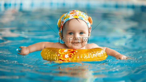 戴着游泳圈的婴儿摄影3