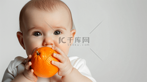 吃橙子的婴儿摄影7