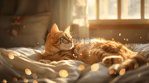 床上的可爱猫咪摄影9