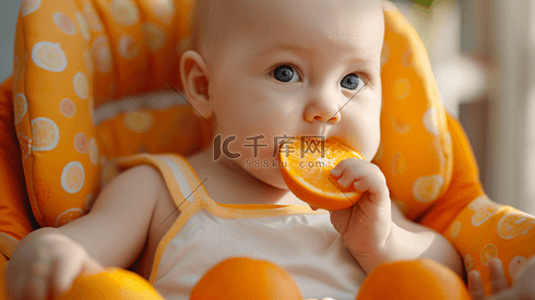 吃橙子的婴儿摄影2