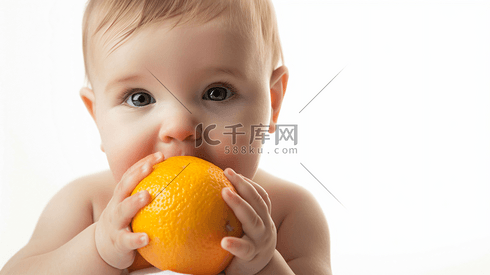 吃橙子的婴儿摄影8