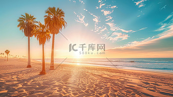 夏天海边沙滩的摄影高清图片