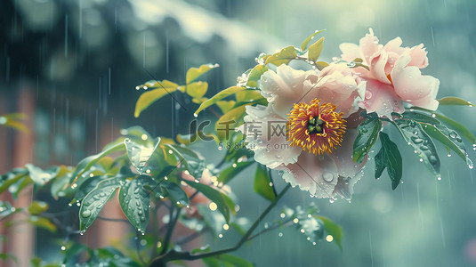 地球绿叶摄影照片雨水花朵绿叶氛围摄影照片