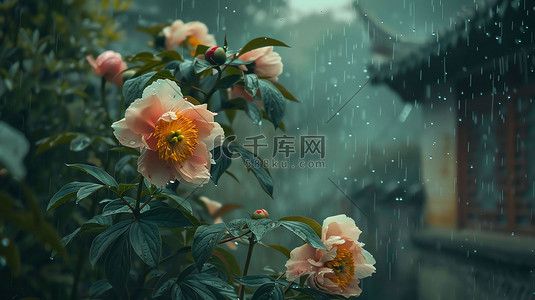 地球绿叶摄影照片雨水花朵绿叶氛围摄影照片