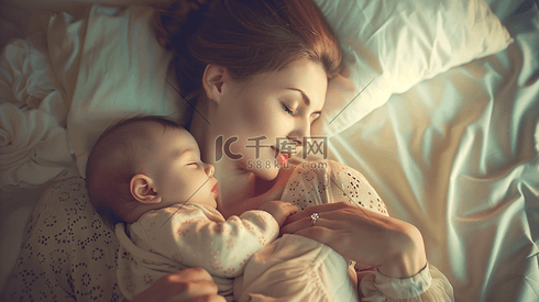 抱着宝宝睡觉的妈妈2