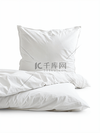 新贸节高清背景图片_白色背景下的白色床上用品和枕头
