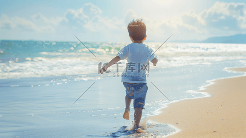海边玩耍的儿童摄影22