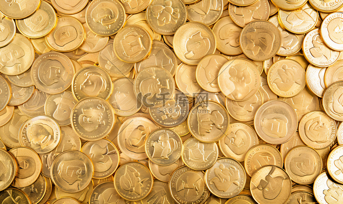 金美元硬币图案背景高清摄影大图-千库网