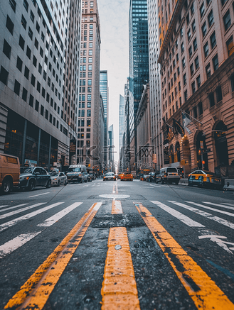 纽约华尔街和百老汇的交叉口