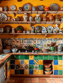 墨西哥装饰的厨房老式传统厨房