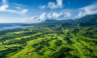 夏威夷考艾岛高尔夫球场鸟瞰图