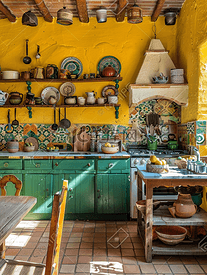 墨西哥装饰的厨房老式传统厨房