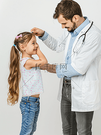 医生测量小女孩的身高