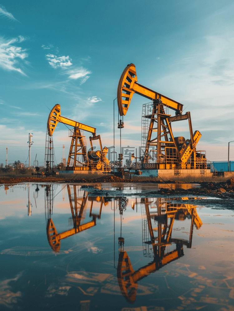 油田原油开采石油钻机抽油高清摄影大图-千库网