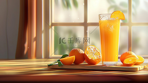 一杯橙子汁饮料夏天照片
