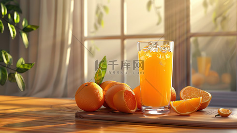 一杯橙子汁饮料夏天高清摄影图