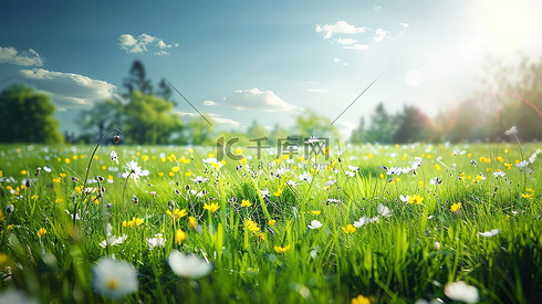 夏天阳光草地草坪照片