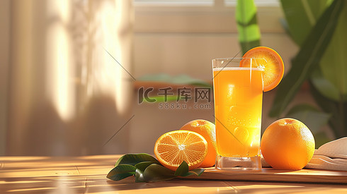 一杯橙子汁饮料夏天摄影照片