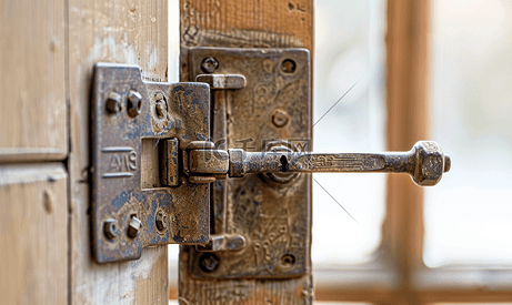 室内铁门上的复古闩锁