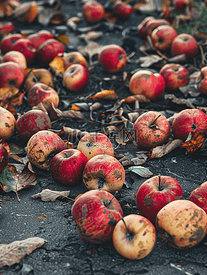 果园地上掉落的烂苹果