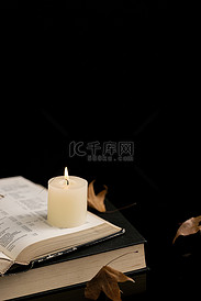 烛光蜡烛感恩节黑色背景