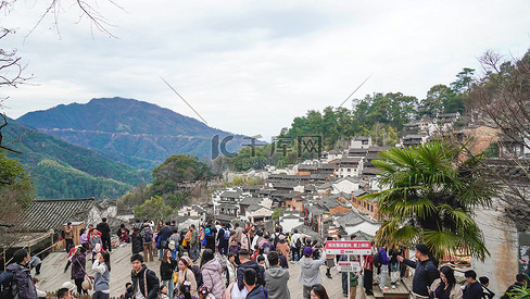 实拍景区人流婺源篁岭景区人流实拍素材