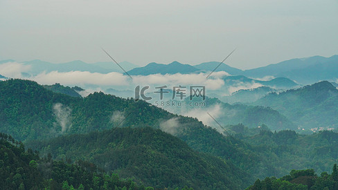 实拍皖南高山云海峡谷山村模板