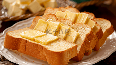 美味的黄油面包片摄影1