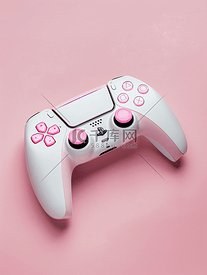 游戏控制器游戏手柄粉红色背景上带有粉红色按钮