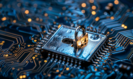 电路数据安全中带锁孔的挂锁现代安全数字概念