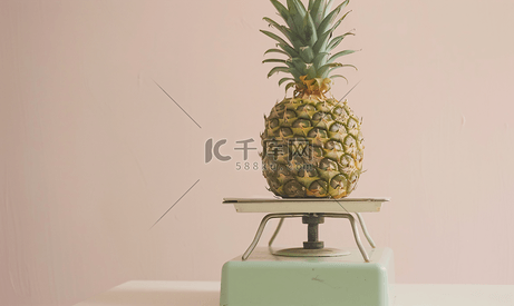 方形厨房秤上的菠萝