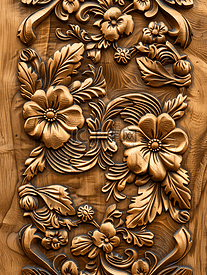 带有木工细节和花卉图案的复古木版画