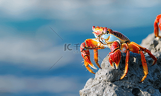 墨西哥埃斯孔迪多港悬崖岩石上的死红蟹