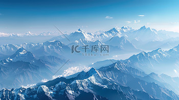 喜马拉雅山脉白雪皑皑的山峰高清摄影图