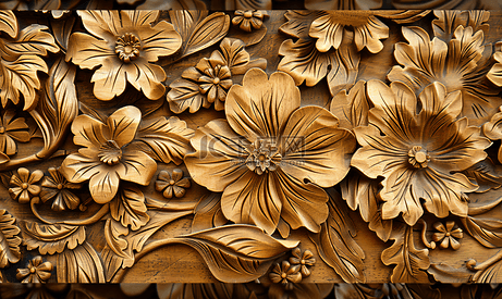 带有花卉木工细节和设计的复古木版画
