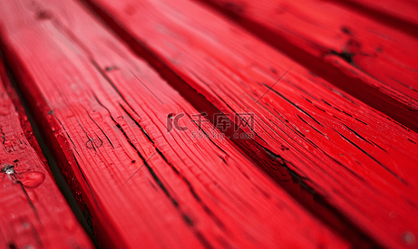涂成红色的木板的特写