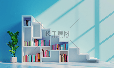 楼梯形式的概念书架