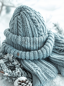 漂亮的羊毛针织帽子和围巾