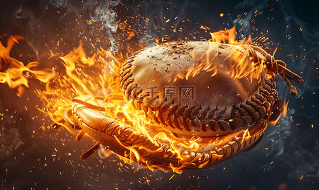 火中的棒球和手套