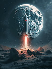 从月球起飞的小火箭