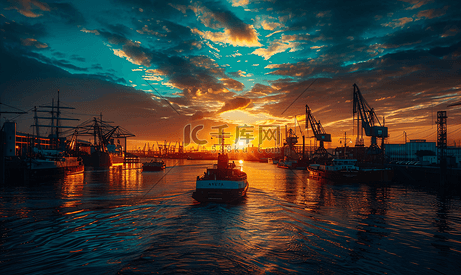 汉堡港日落