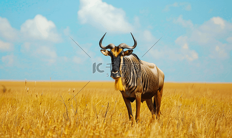 非洲大草原上的角马牛羚
