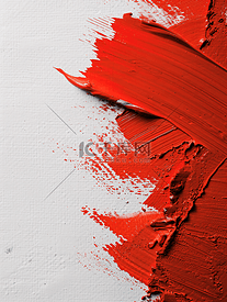 白色画布上特写纹理红色油漆