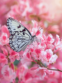 粉红色花朵上美丽的蝴蝶