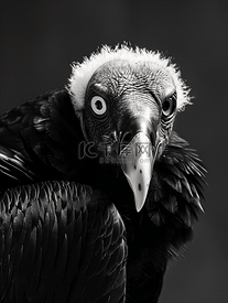 秃鹫肖像白色黑色的羽毛一只非常有表现力的鸟观察者看到的景象