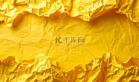 背景图像皱巴巴的回收纹理牛皮纸中间顶视图复制空间中带有黄色纸板