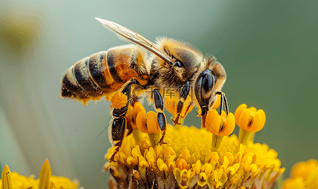 蜜蜂在花上采集花蜜