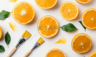 白色背景上的手工橙色和画笔纹理
