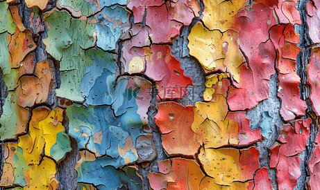 彩色树皮抽象背景的纹理