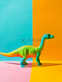 彩色背景概念纹理设计壁纸装饰纺织品上的玩具塑料恐龙